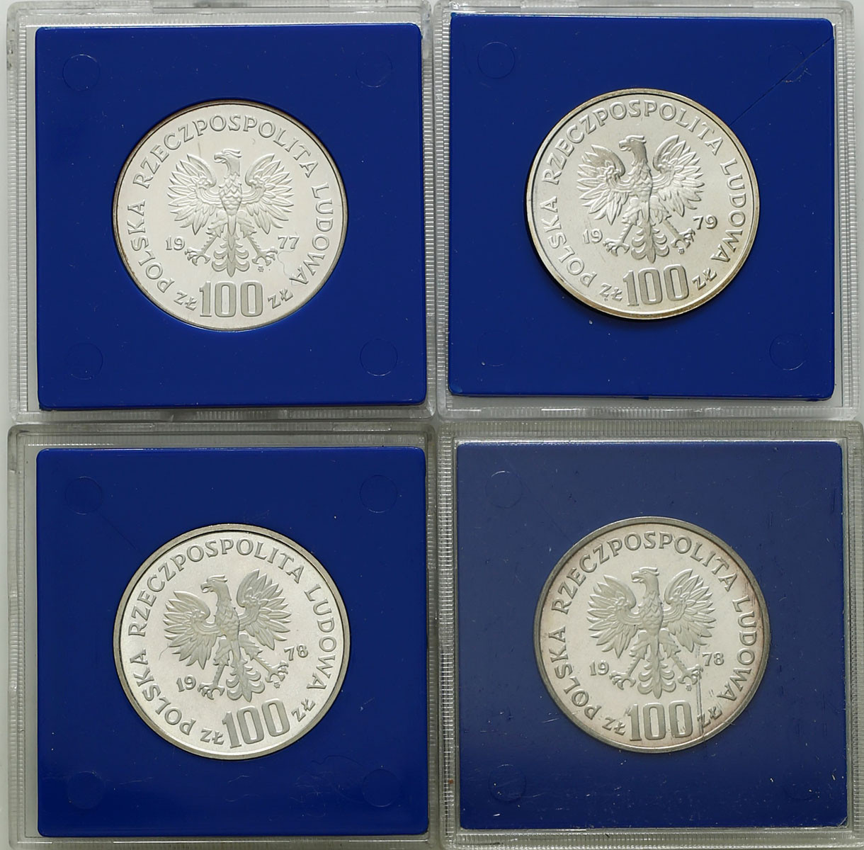 PRL. 100 złotych 1977 – 1979, zestaw 4 sztuk